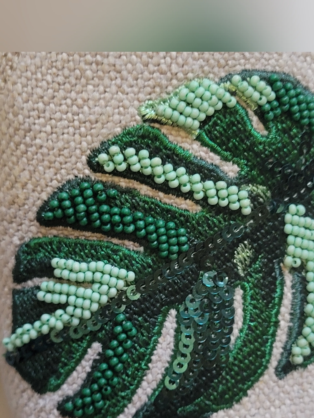 Michael Kors Kendrick Beaded Palm Leaf Flat Espadrilles Boho Tropical Summer - Picture 6 of 7